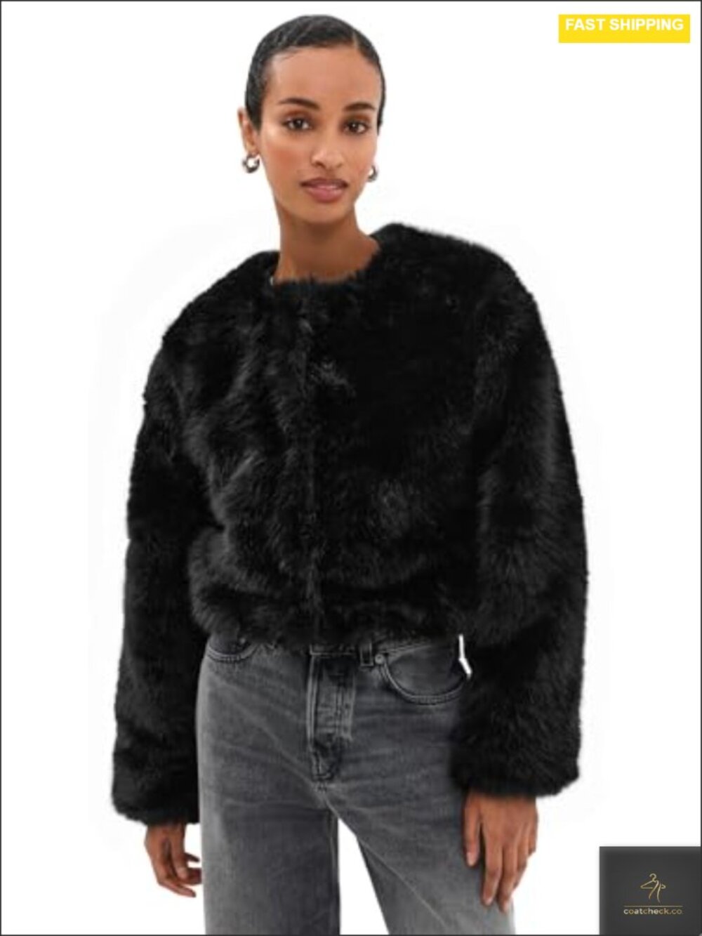 Faux Fur Jacket Aviator Style Women's Coat